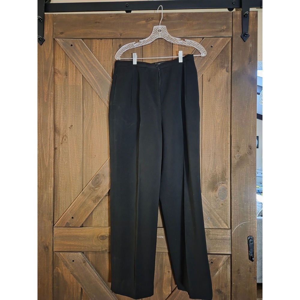 Kasper & Company ASL Black Pleated Dress Pants High Waist Straight Leg Size 8 - Picture 8 of 16